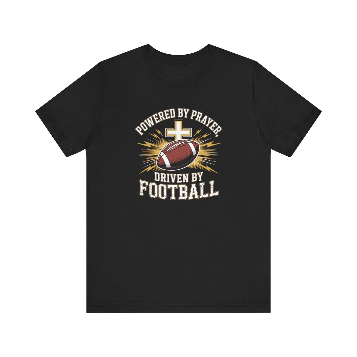 Faith and Football Unisex Tee, Powered by Prayer Shirt, Sports Fan Gift, Inspirational Tee, Team Spirit Apparel