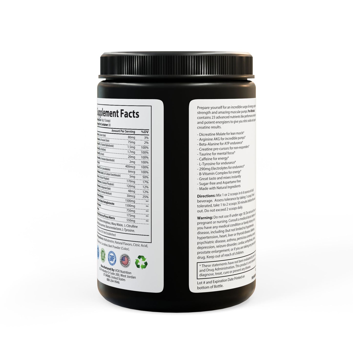 Phasecore Athletic Pre-Workout Powder – Watermelon Flavor Energy & Focus Supplement for Athletes (300g, 10.58oz)