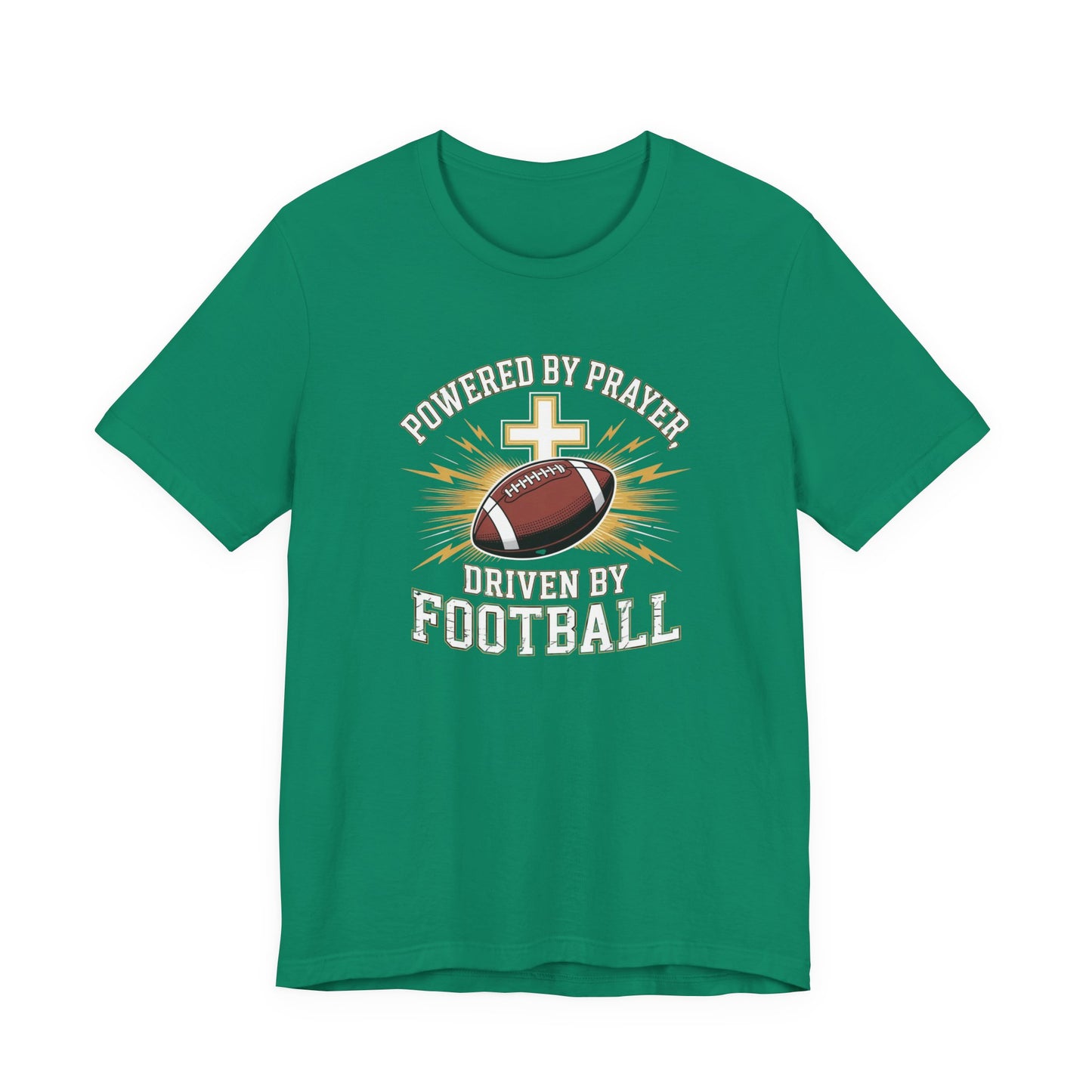 Faith and Football Unisex Tee, Powered by Prayer Shirt, Sports Fan Gift, Inspirational Tee, Team Spirit Apparel