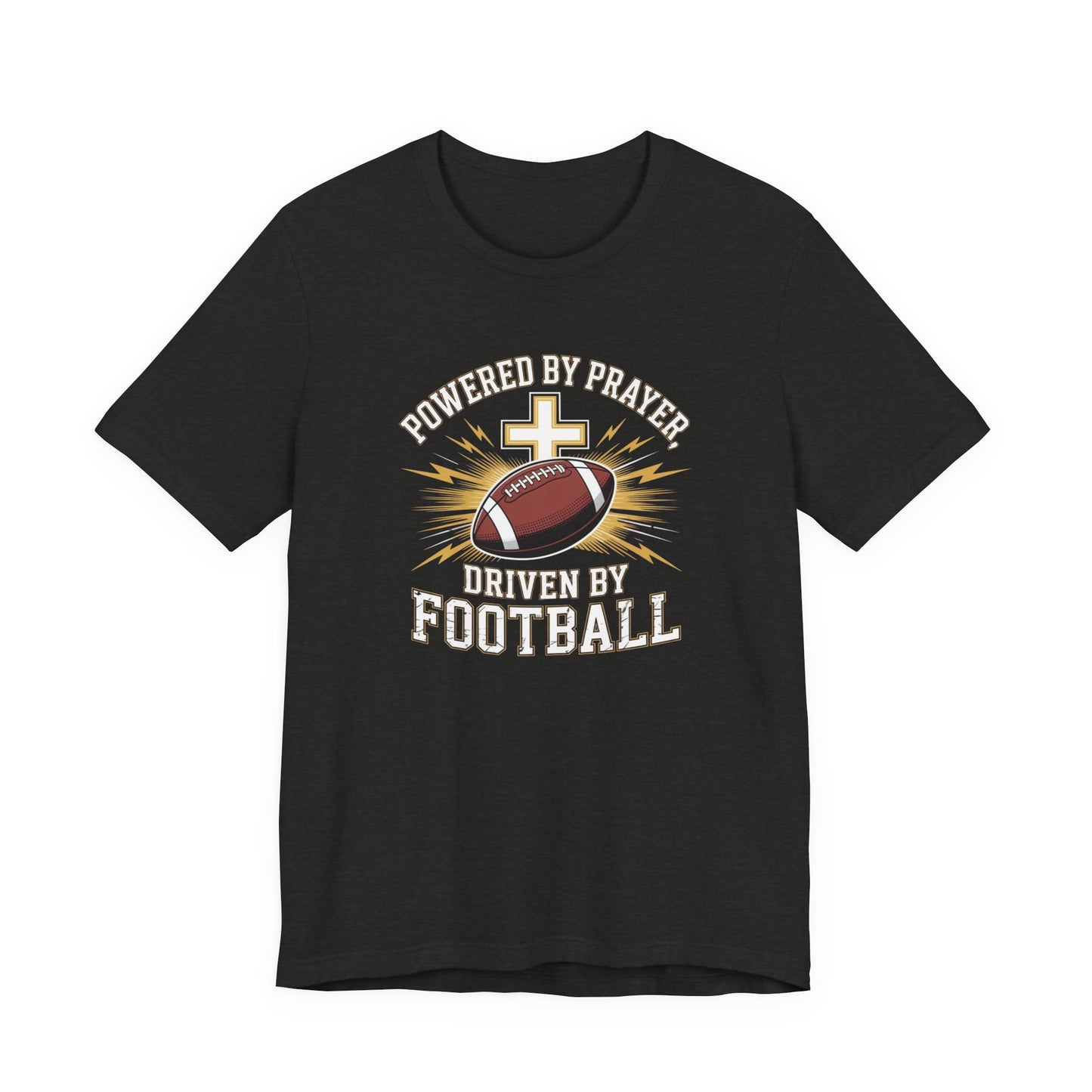 Faith and Football Unisex Tee, Powered by Prayer Shirt, Sports Fan Gift, Inspirational Tee, Team Spirit Apparel