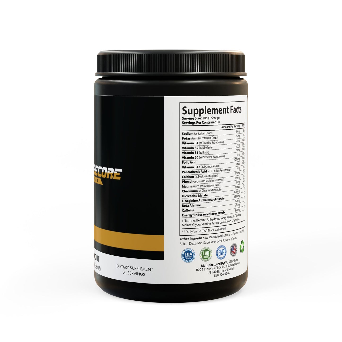 Phasecore Athletic Pre-Workout Powder – Watermelon Flavor Energy & Focus Supplement for Athletes (300g, 10.58oz)