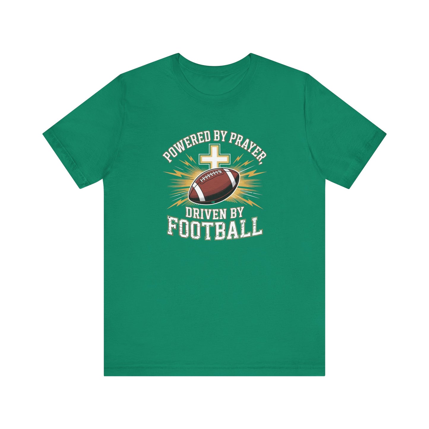 Faith and Football Unisex Tee, Powered by Prayer Shirt, Sports Fan Gift, Inspirational Tee, Team Spirit Apparel