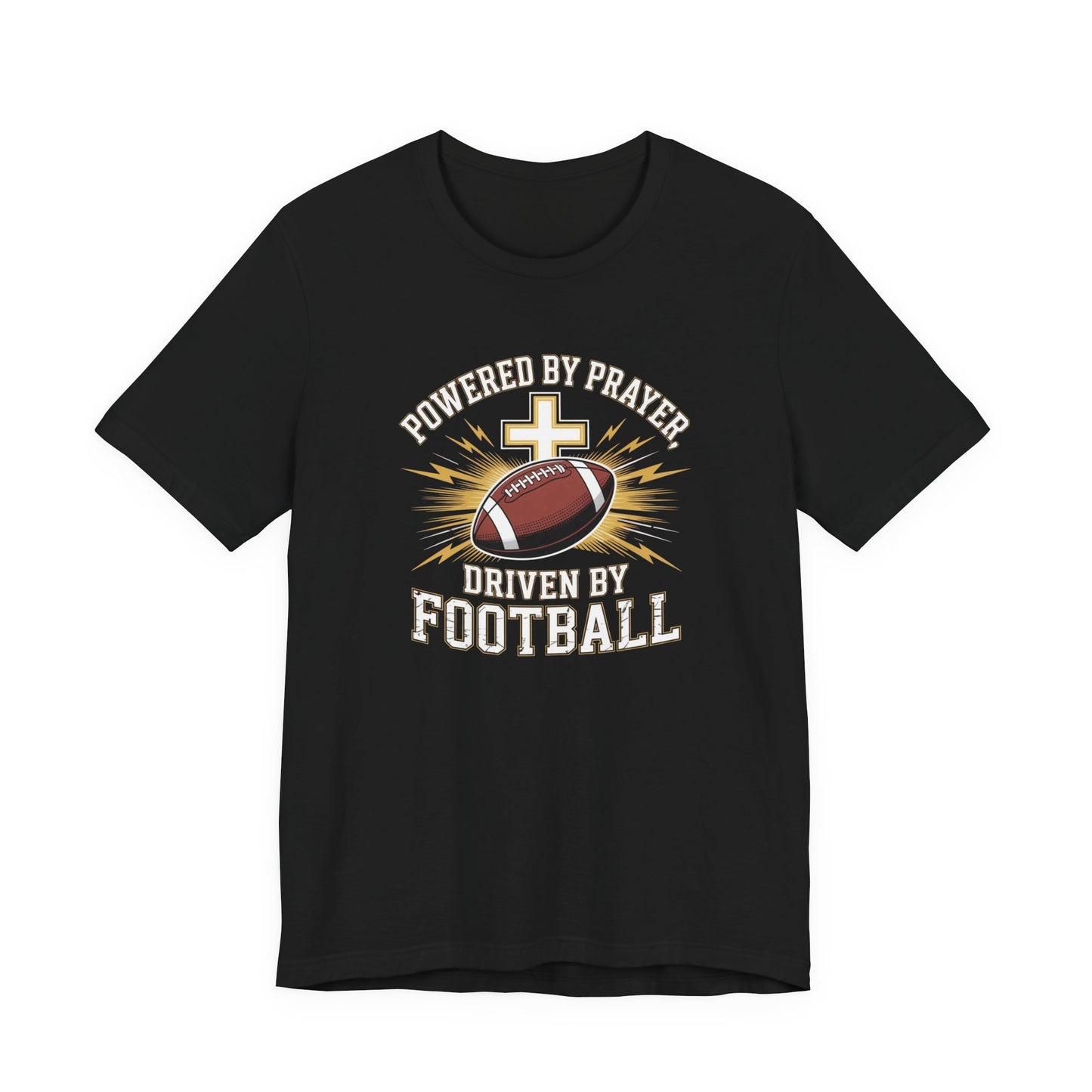 Faith and Football Unisex Tee, Powered by Prayer Shirt, Sports Fan Gift, Inspirational Tee, Team Spirit Apparel