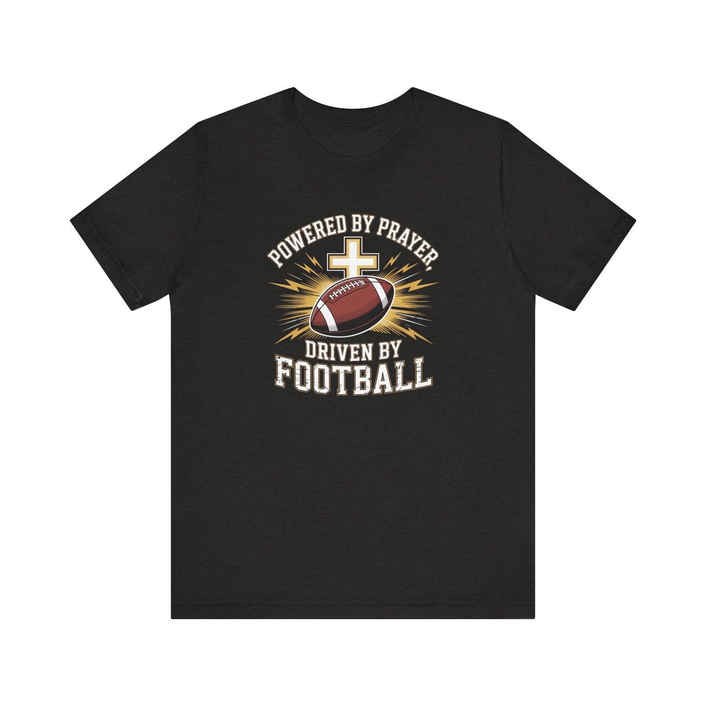Faith and Football Unisex Tee, Powered by Prayer Shirt, Sports Fan Gift, Inspirational Tee, Team Spirit Apparel