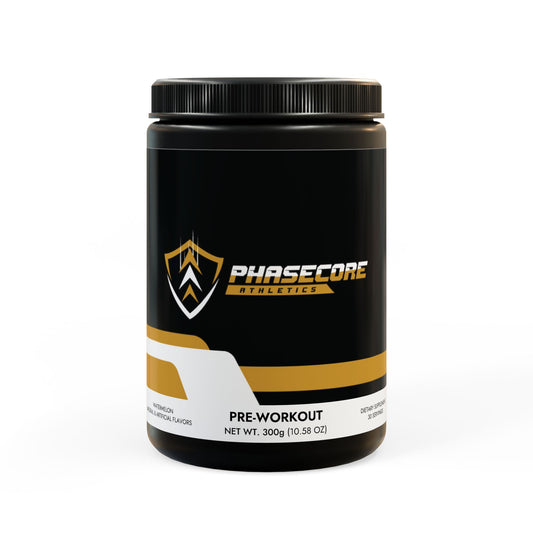 Phasecore Athletic Pre-Workout Powder – Watermelon Flavor Energy & Focus Supplement for Athletes (300g, 10.58oz)