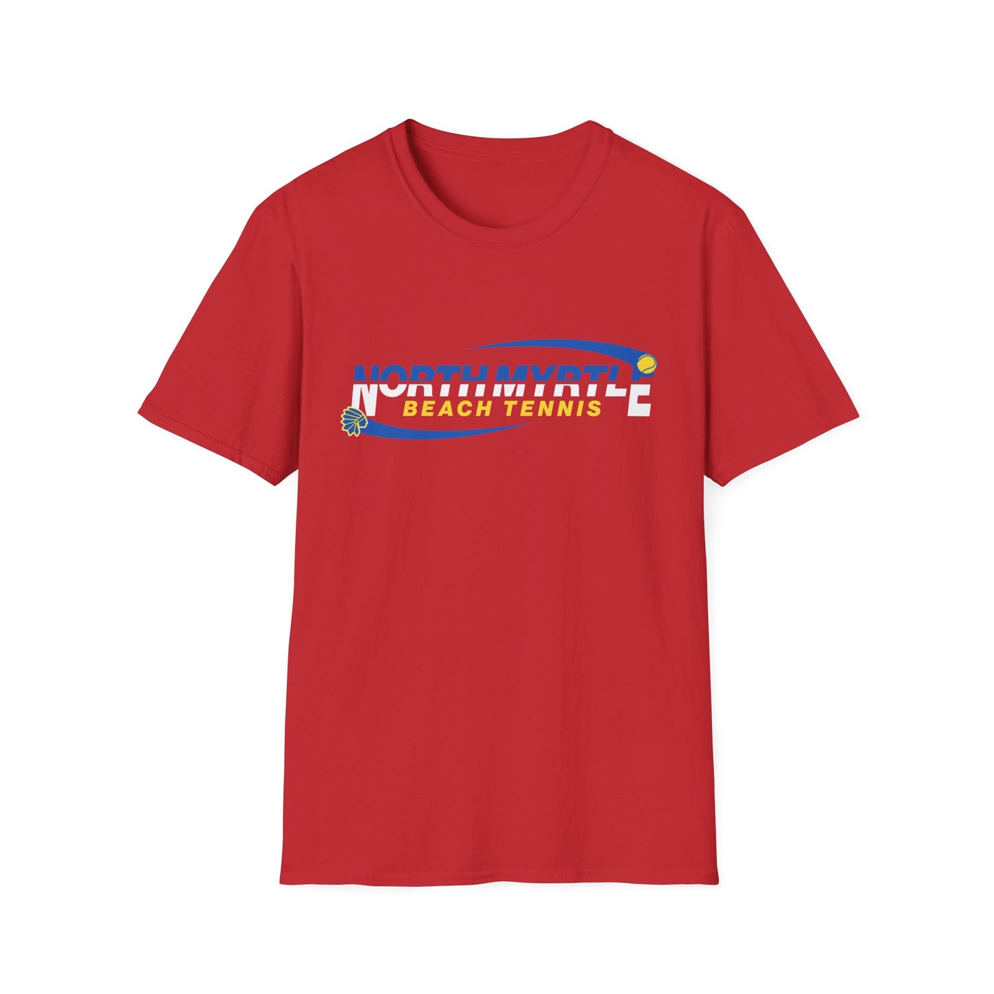 North Myrtle Beach Tennis Unisex Softstyle T-Shirt | Sporty Graphic Tee, Tennis Apparel, Casual Wear, Beach Shirt, Gift for Sport Lovers