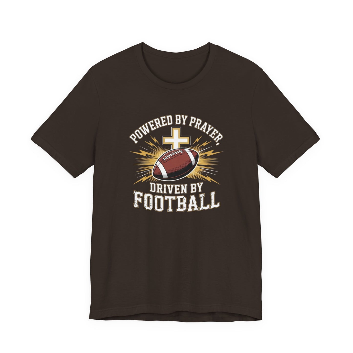 Faith and Football Unisex Tee, Powered by Prayer Shirt, Sports Fan Gift, Inspirational Tee, Team Spirit Apparel