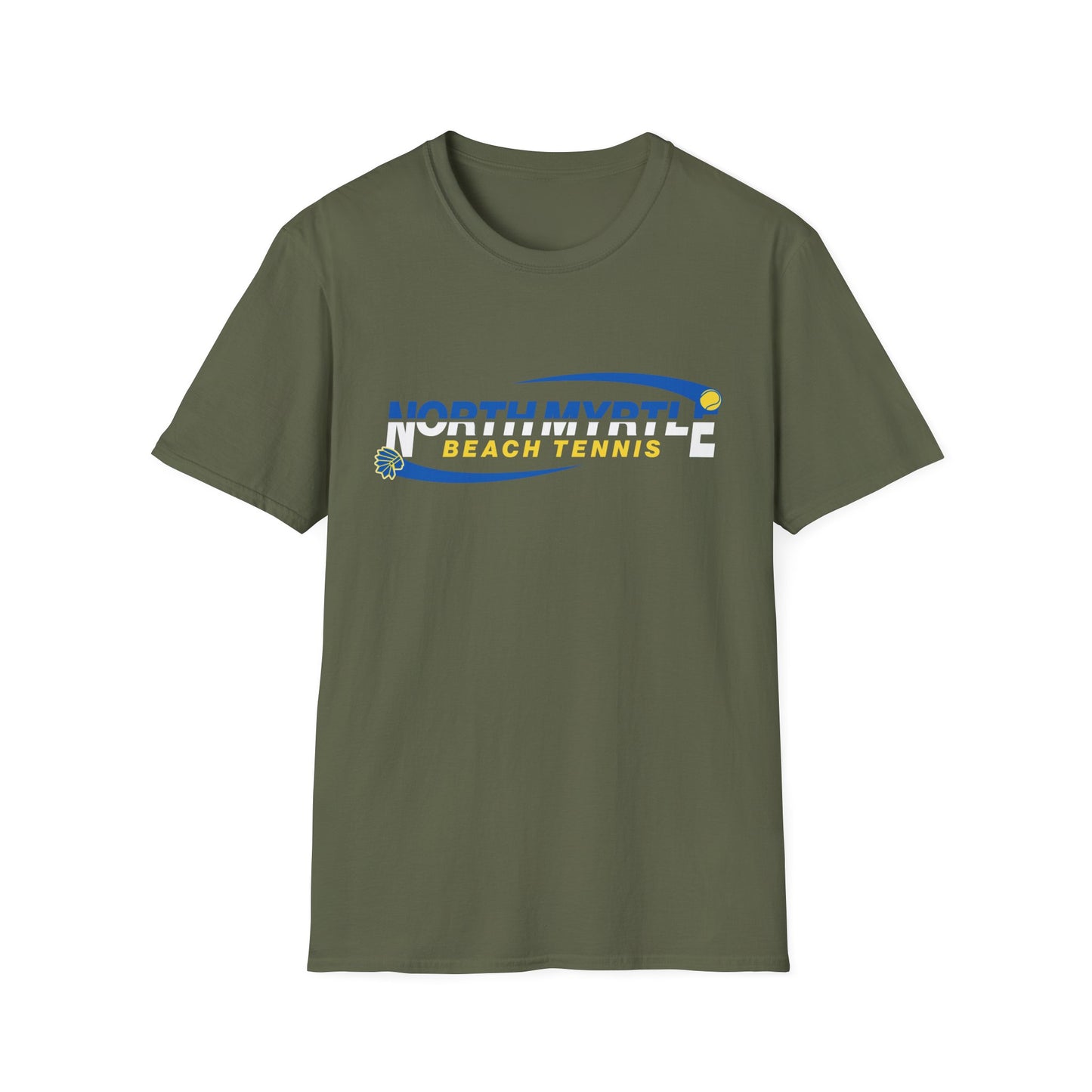 North Myrtle Beach Tennis Unisex Softstyle T-Shirt | Sporty Graphic Tee, Tennis Apparel, Casual Wear, Beach Shirt, Gift for Sport Lovers