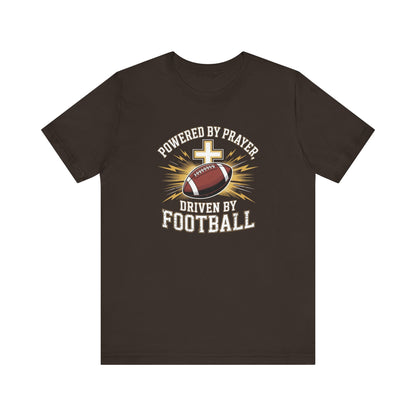 Faith and Football Unisex Tee, Powered by Prayer Shirt, Sports Fan Gift, Inspirational Tee, Team Spirit Apparel