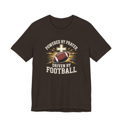 Faith and Football Unisex Tee, Powered by Prayer Shirt, Sports Fan Gift, Inspirational Tee, Team Spirit Apparel